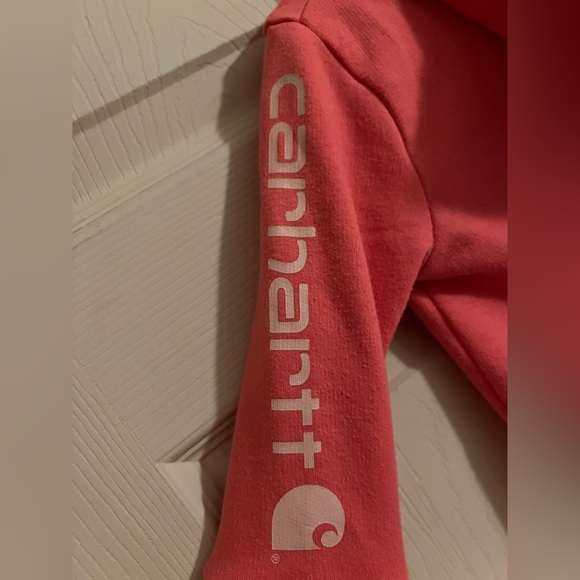 Carhartt Infant Long Sleeve Fleece Zip-Front Hooded Coverall, size 12 mo, pink - Picture 3 of 6